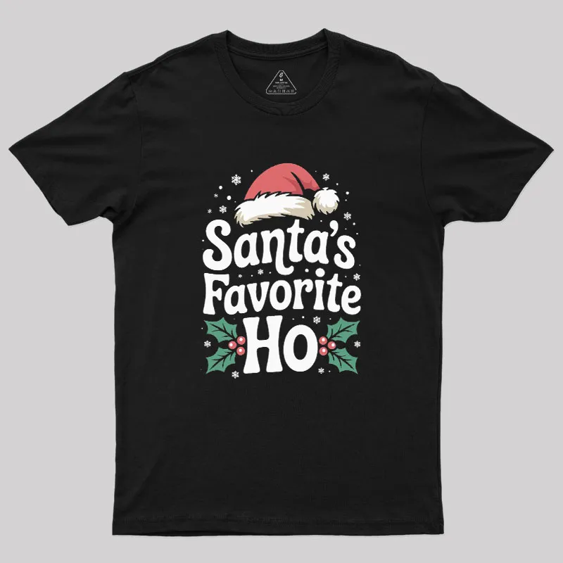 Funny Christmas Santa's Favorite Ho Naughty Geek T-Shirt
