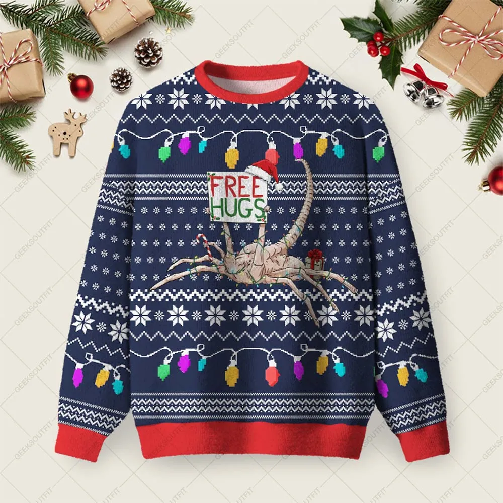 Free Hugs Ugly Christmas Fuzzy Fleece Sweatshirt