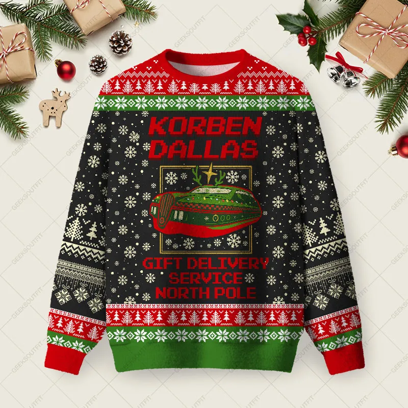Korben Dallas Ugly Christmas Fuzzy Fleece Sweatshirt