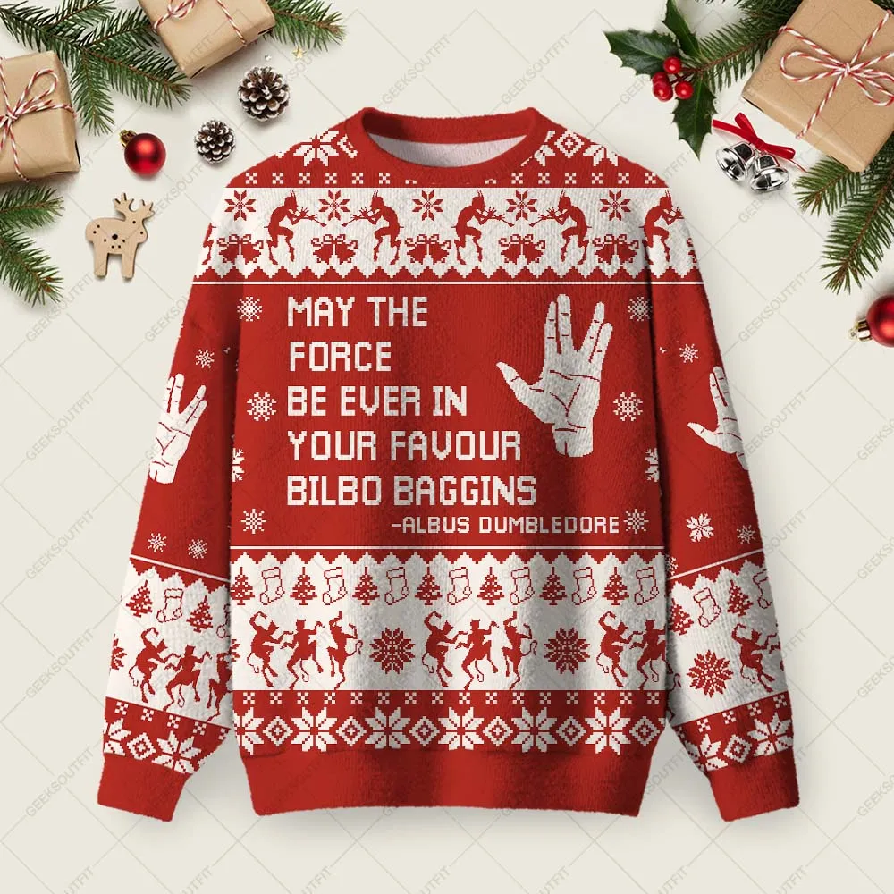 May The Force Ugly Christmas Fuzzy Fleece Sweatshirt
