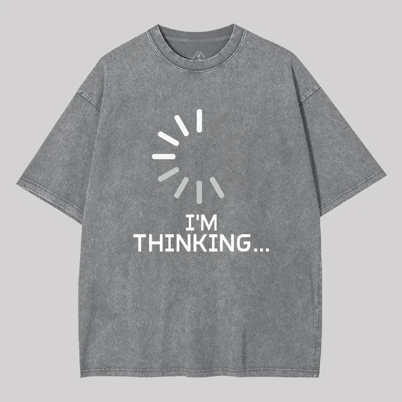 I'm Thinking Loading Wheel Washed T-Shirt - Image 8