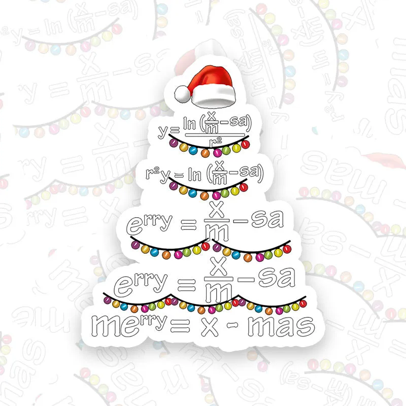 Math Merry Xmas Tree Geek Sticker