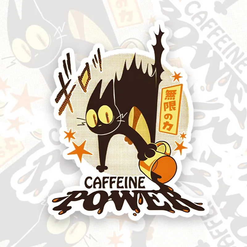 Caffeine Power Cat Geek Sticker