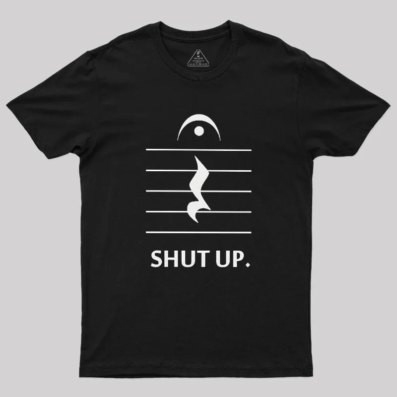 Shut Up By Music Notation Geek T-Shirt - Image 2