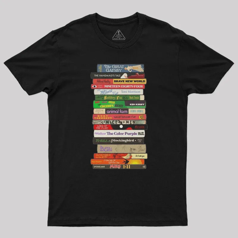Alternative view of Classic Banned Books Stack Geek T-Shirt