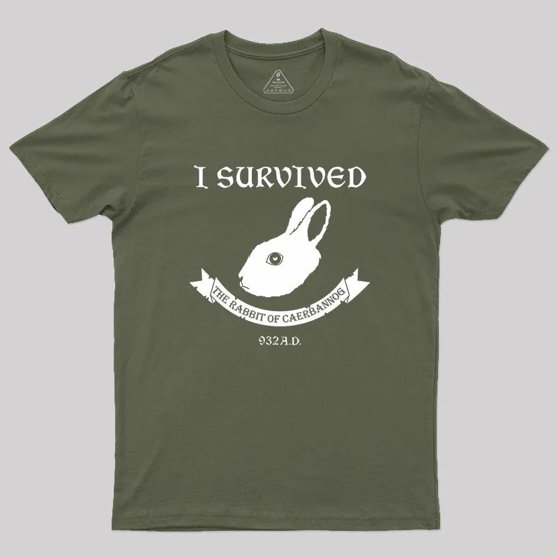 I Survived The Rabbit Of Caerbannog 932A.D Geek T-Shirt - Image 3