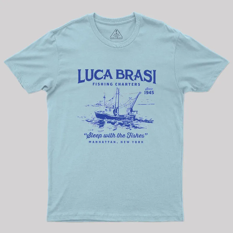 Luca Brasi Fishing Charters Geek T-Shirt - Image 2