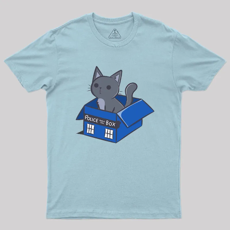Cat In a Blue Box Geek T-Shirt - Image 9