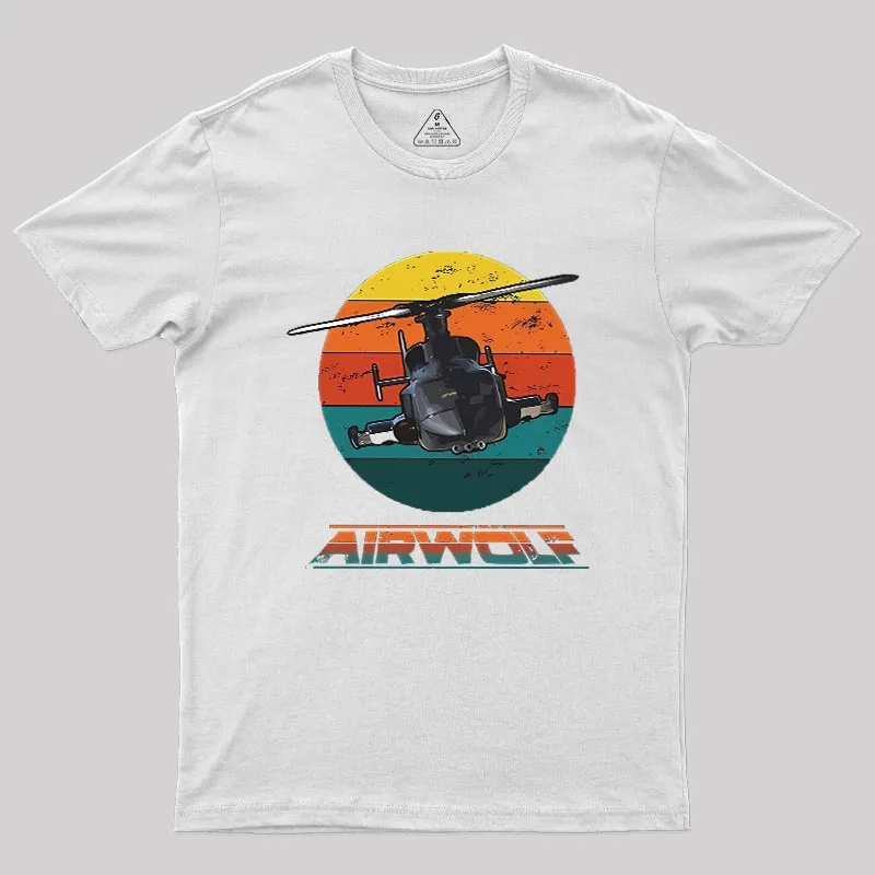 Airwolf Sunset 1980s Retro Geek T-Shirt - Image 11