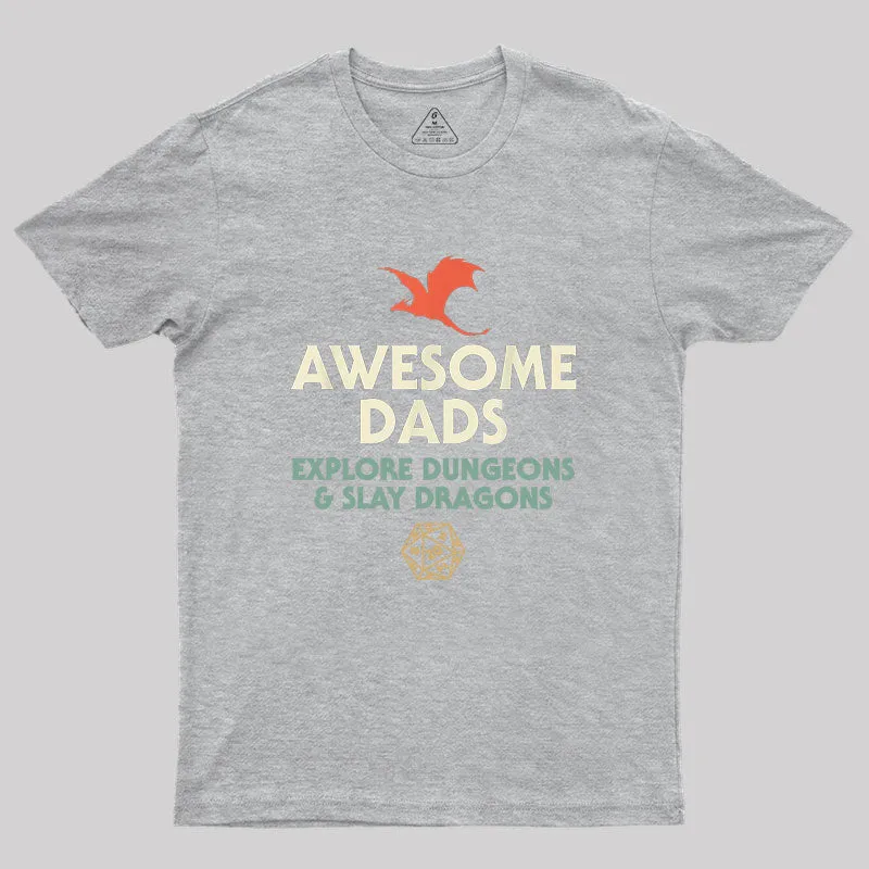 Awesome Dads Explore Dungeons and Slay Dragons Geek T-Shirt - Image 4