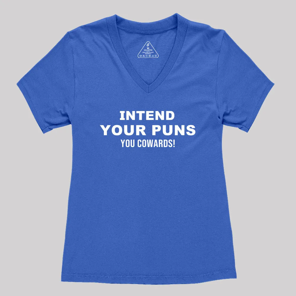 Intend Your Puns Women's V-Neck T-shirt - Image 3