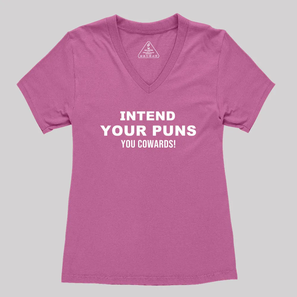 Intend Your Puns Women's V-Neck T-shirt - Image 4