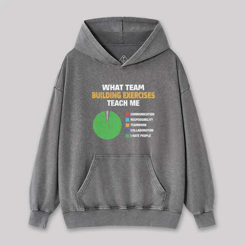 Alternative view of What Team Building Exercises Teach Me Washed Hoodie