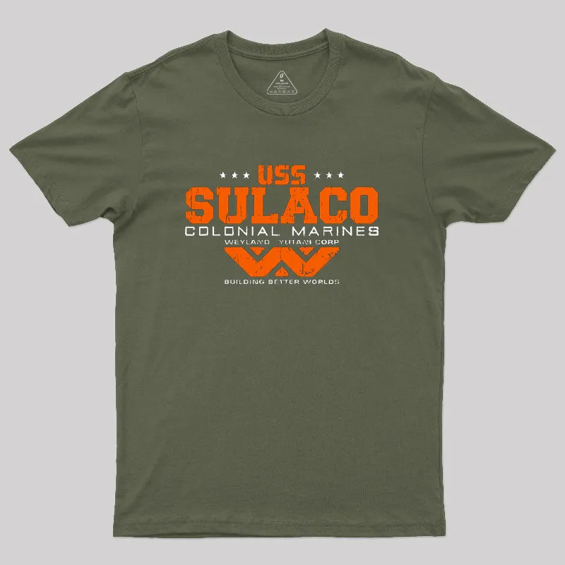 USS SULACO Weyland Corp Geek T-Shirt - Image 3