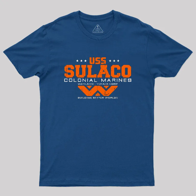 Alternative view of USS SULACO Weyland Corp Geek T-Shirt
