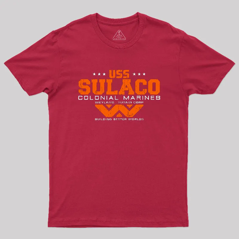 USS SULACO Weyland Corp Geek T-Shirt - Image 4