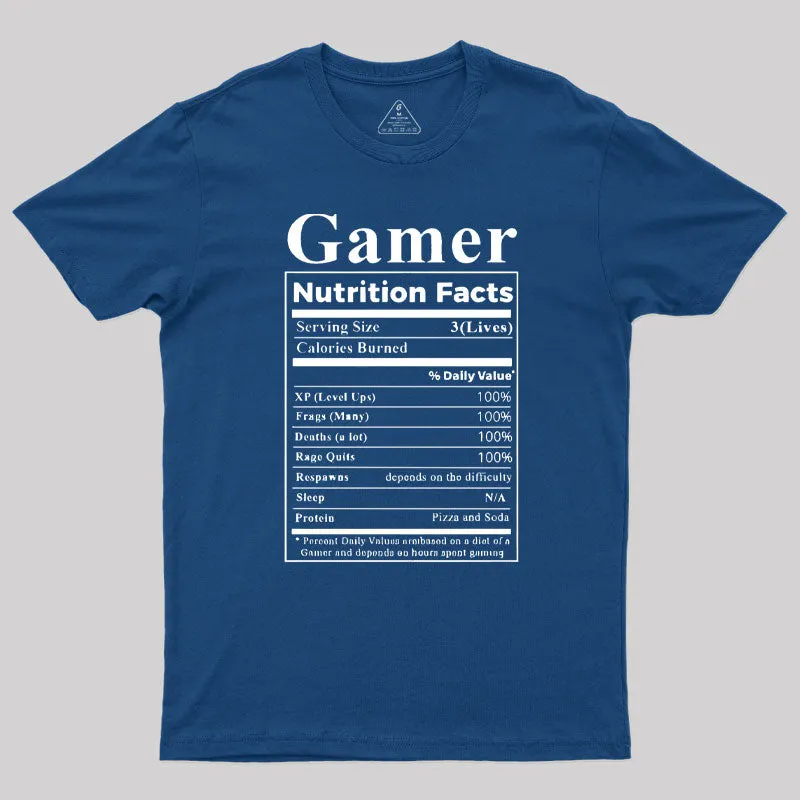 Gamer Nutrition Facts Geek T-Shirt - Image 2