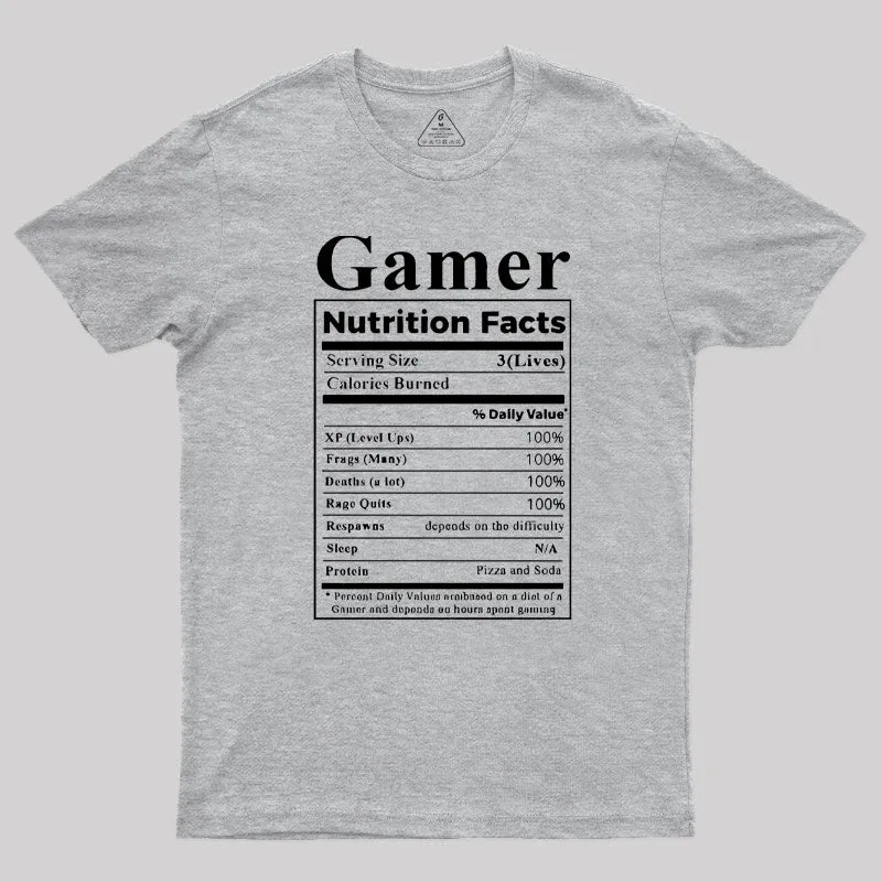 Gamer Nutrition Facts Geek T-Shirt - Image 4