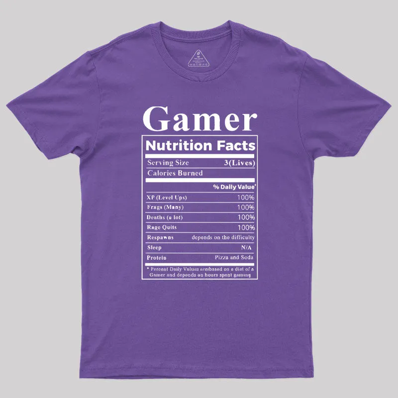 Gamer Nutrition Facts Geek T-Shirt - Image 6