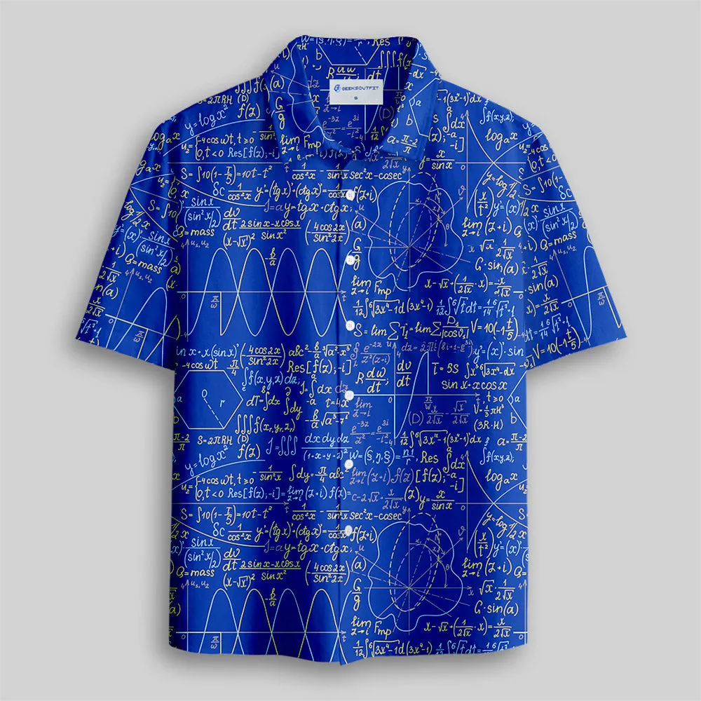 Math Function Curve Button Up Pocket Shirt
