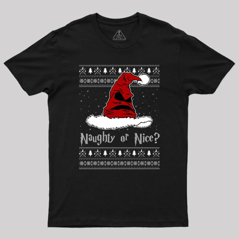 Naughty Or Nice Sorting Santa Claus Geek T-Shirt