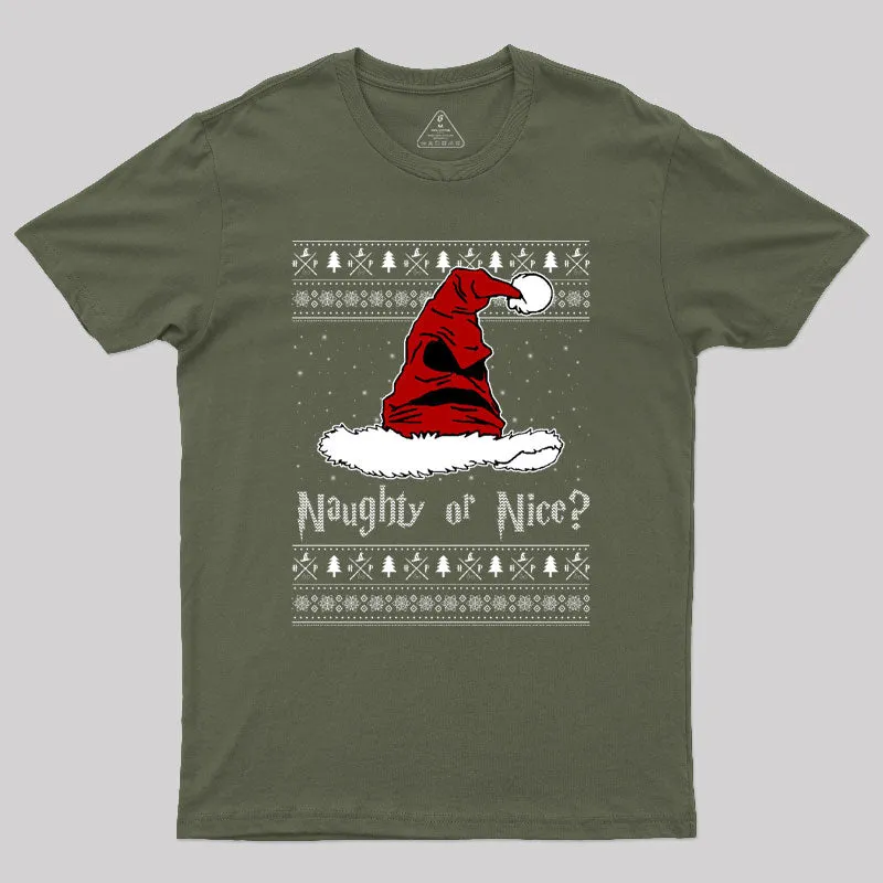 Naughty Or Nice Sorting Santa Claus Geek T-Shirt - Image 3
