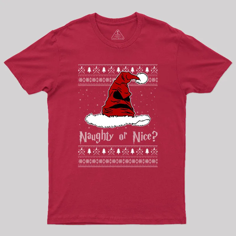 Naughty Or Nice Sorting Santa Claus Geek T-Shirt - Image 4