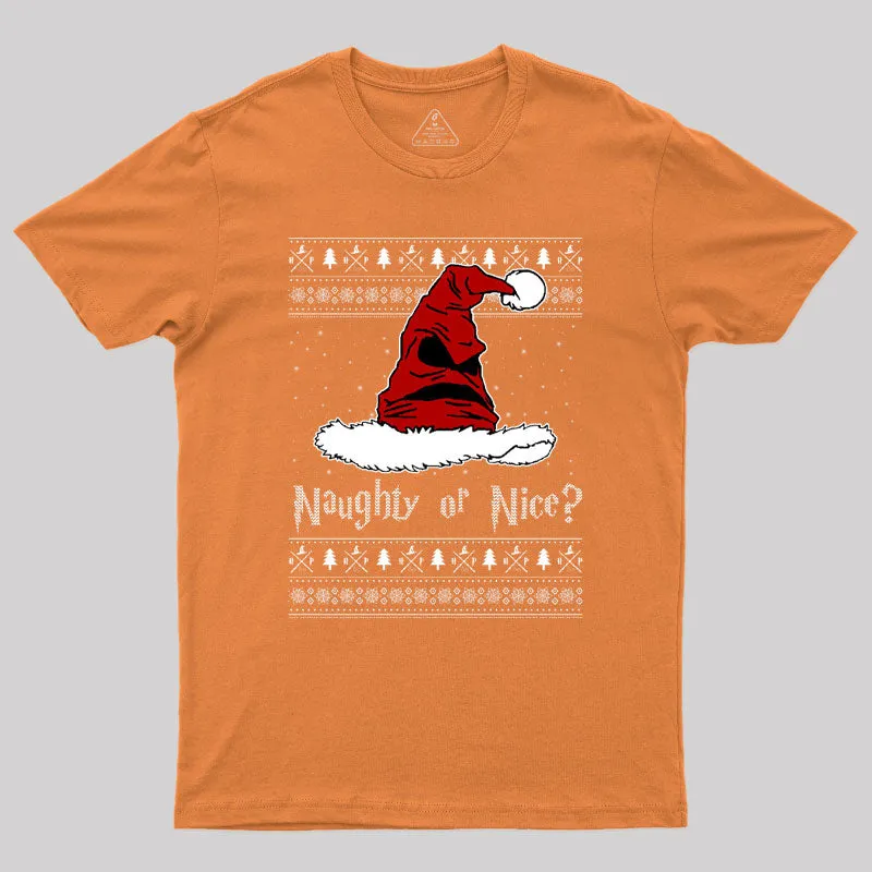 Naughty Or Nice Sorting Santa Claus Geek T-Shirt - Image 6