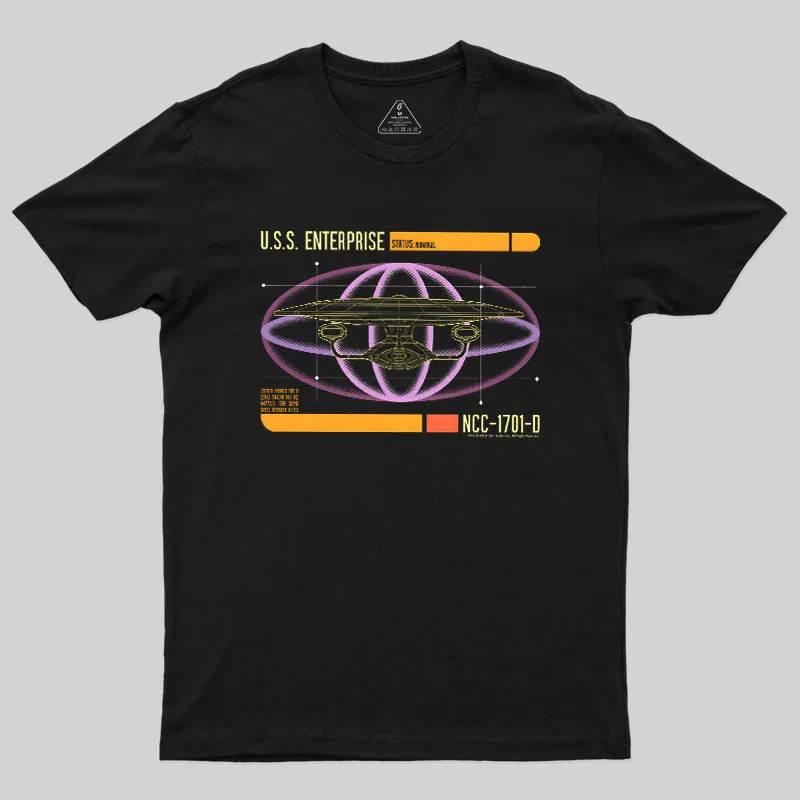 U.S.S. Enterprise D LCARS Status Geek T-Shirt