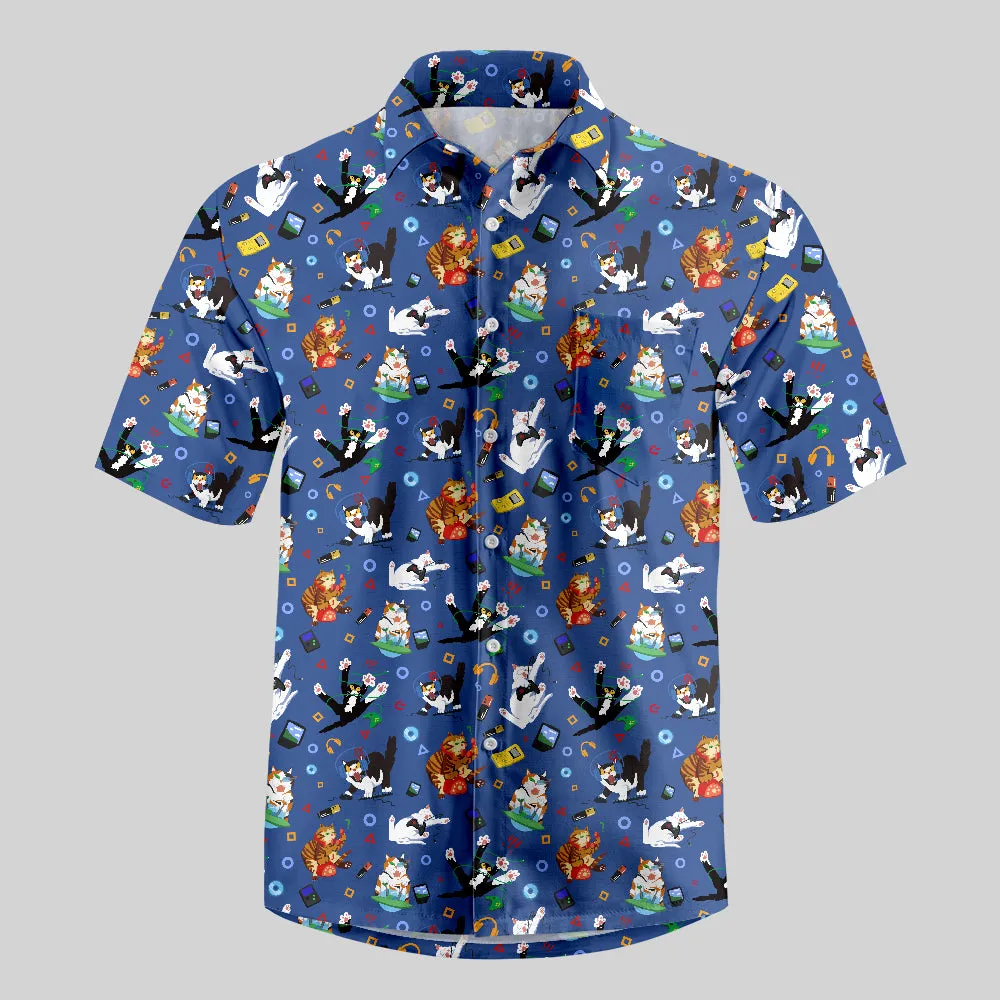 Feline Fantasy Game Button Up Pocket Shirt - Image 3