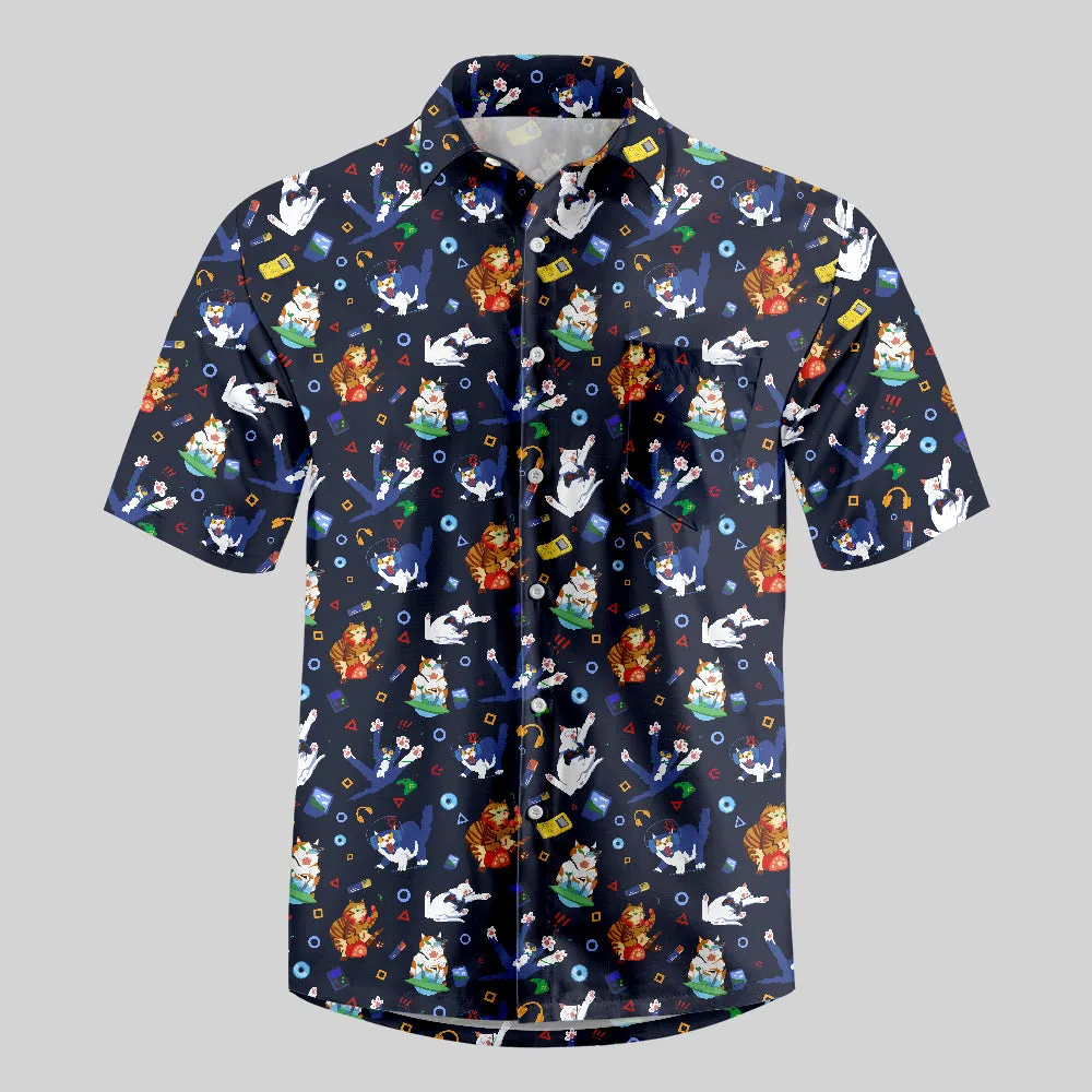 Feline Fantasy Game Button Up Pocket Shirt - Image 4