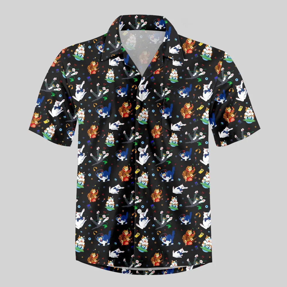 Feline Fantasy Game Button Up Pocket Shirt - Image 2