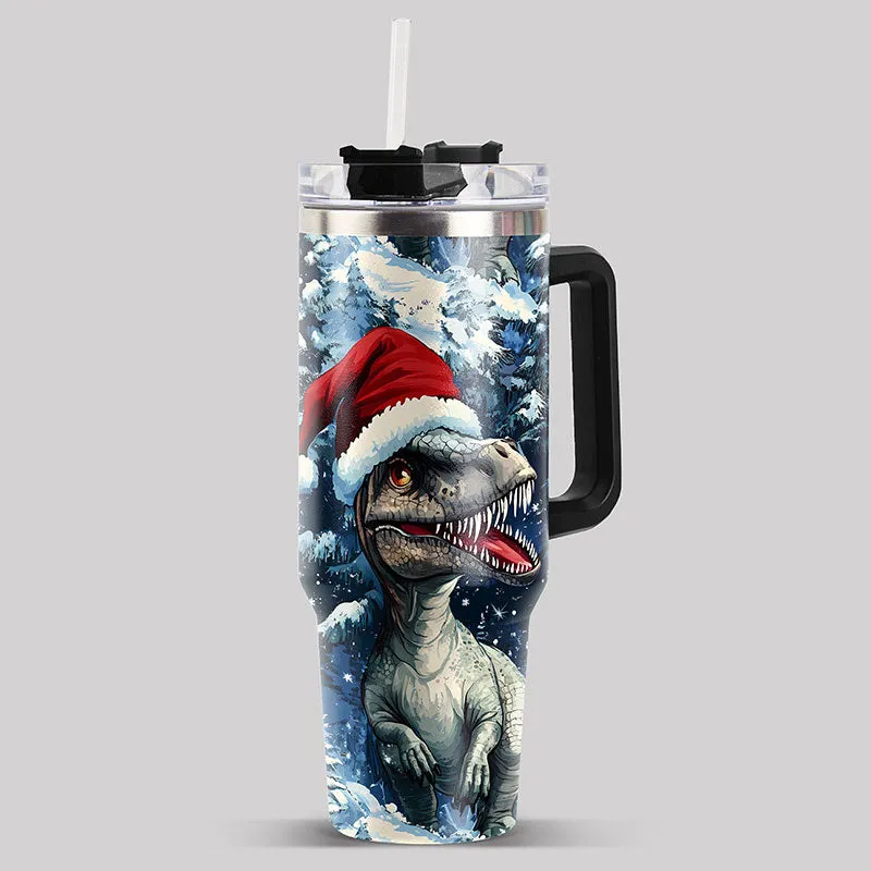 Christmas Cedar Jurassic Dinosaur 40oz Tumbler