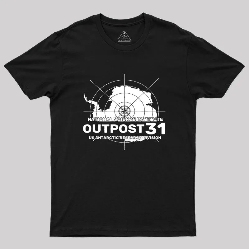 Alternative view of Outpost 31 Antarctic Research Division Geek T-Shirt