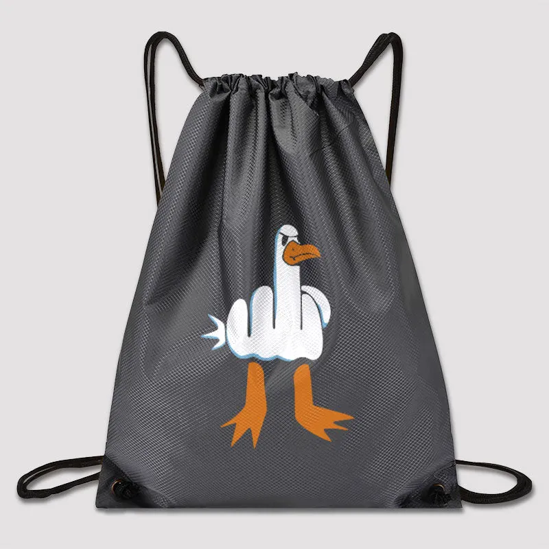 Rude Seagull Design Funny Drawstring Cinch Bag - Image 3