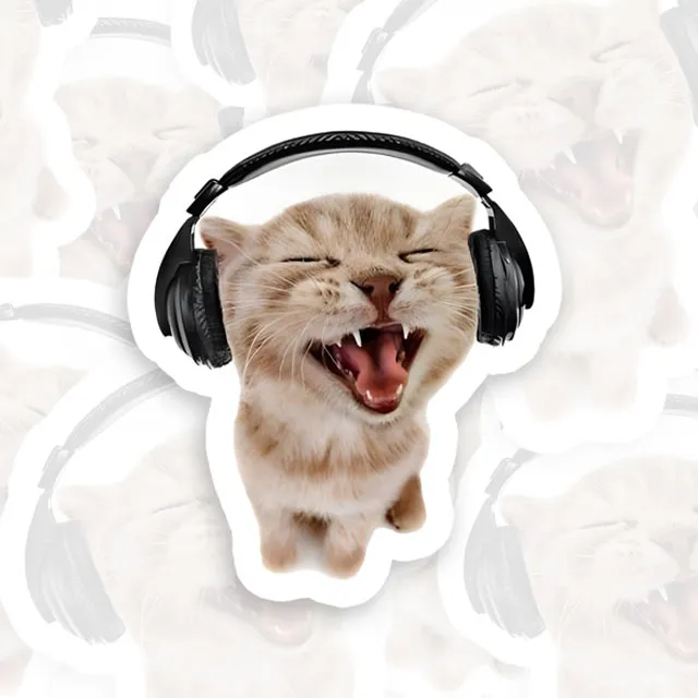 Musical Kitten Funny Geek Sticker