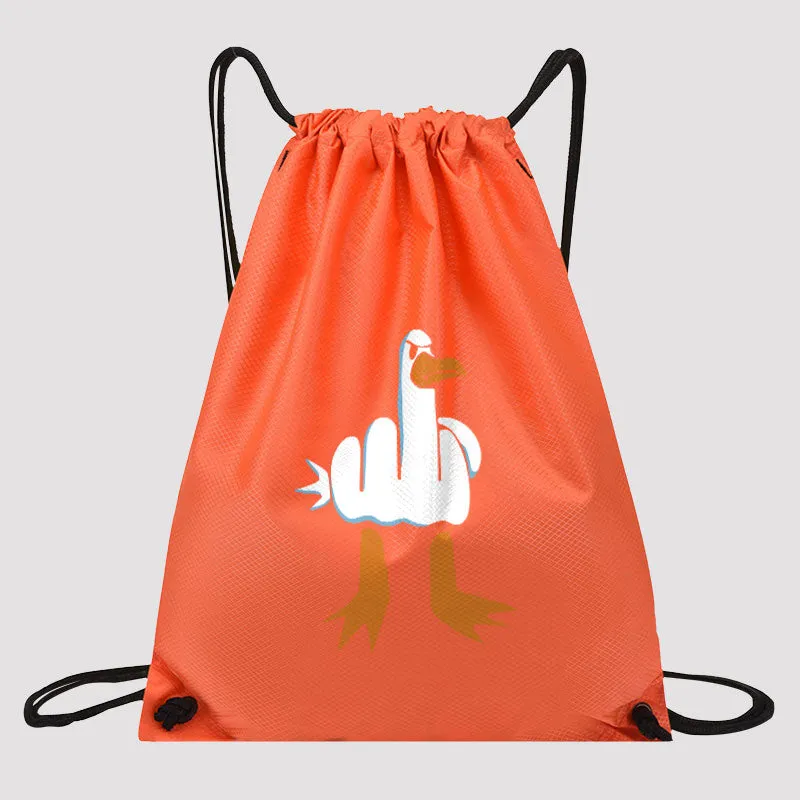 Rude Seagull Design Funny Drawstring Cinch Bag - Image 4