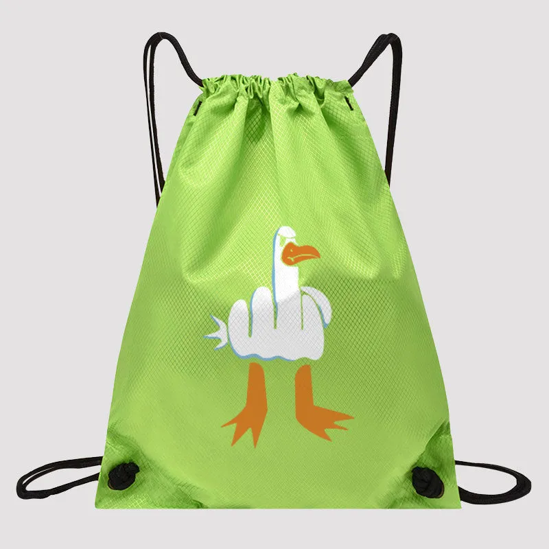 Rude Seagull Design Funny Drawstring Cinch Bag - Image 5