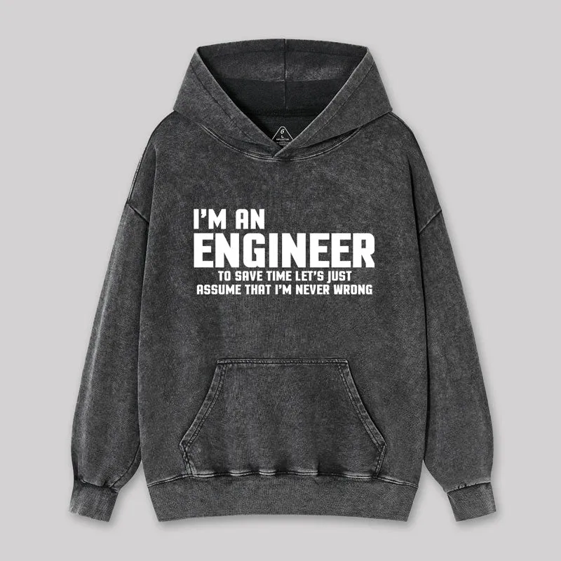 Alternative view of I'm An Engineer Funny Quote Active Washed Hoodie