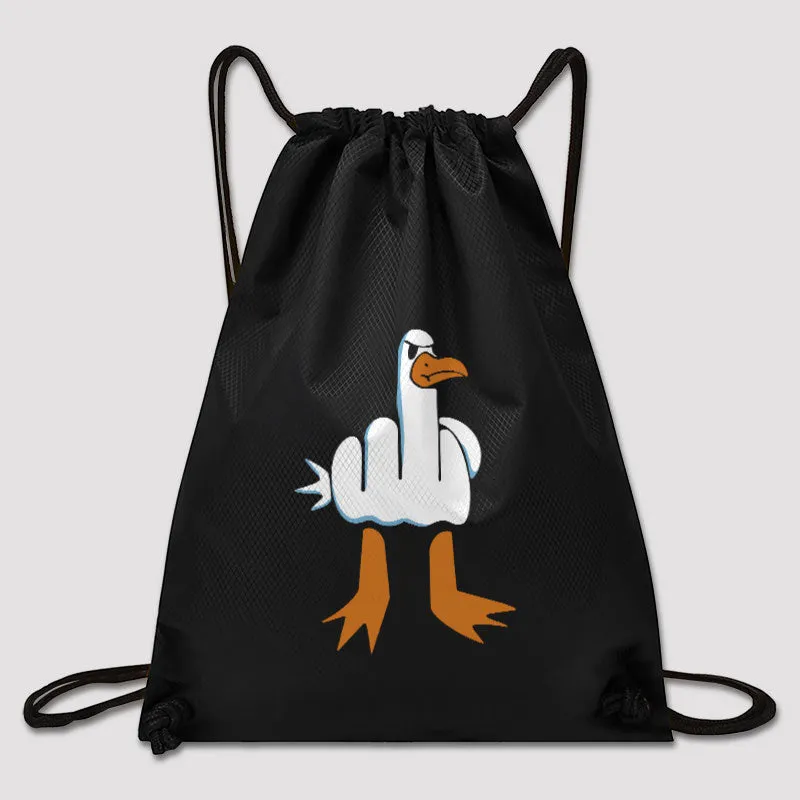 Rude Seagull Design Funny Drawstring Cinch Bag - Image 2