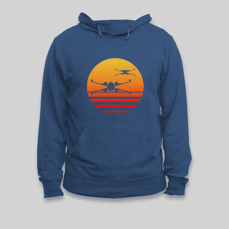 Alternative view of Sunset Wing Starfighter Geek Hoodie