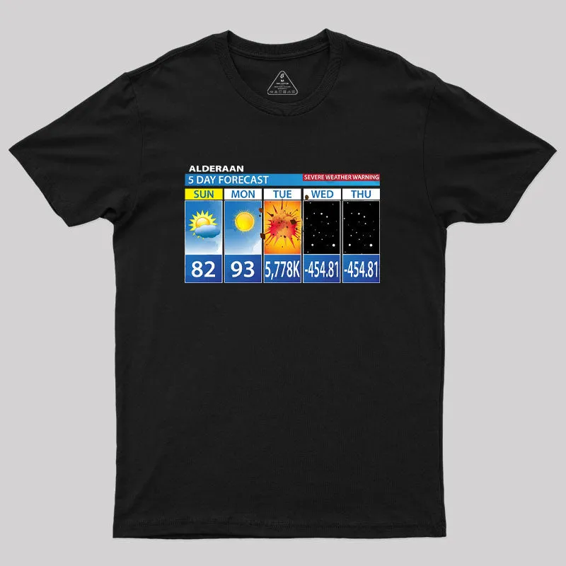 Alderaan 5 Day Forecast Geek T-Shirt - Image 2