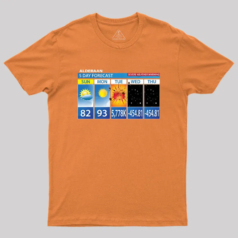 Alderaan 5 Day Forecast Geek T-Shirt - Image 6