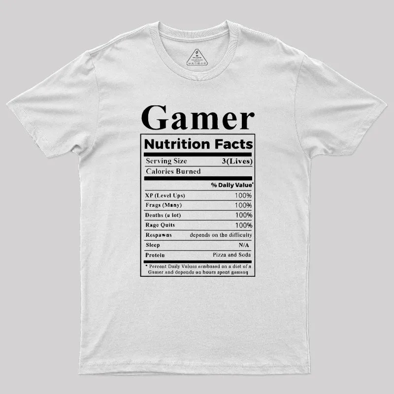 Gamer Nutrition Facts Geek T-Shirt - Image 11