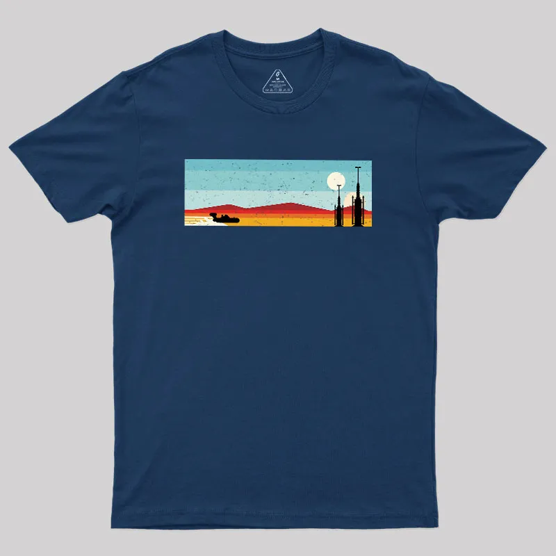 Alternative view of Desert Sunset Rocket Silhouette Geek T-Shirt