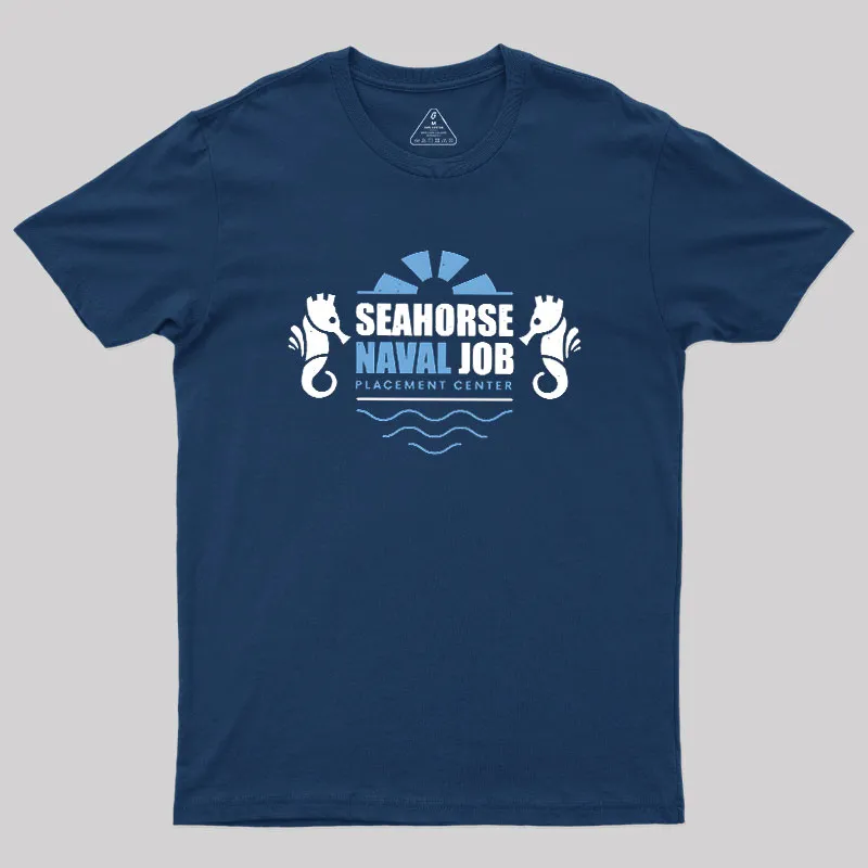 Alternative view of Seahorse Naval Job Crest Geek T-Shirt