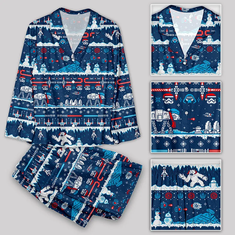Pixel Art Robot Christmas Pajama Sets