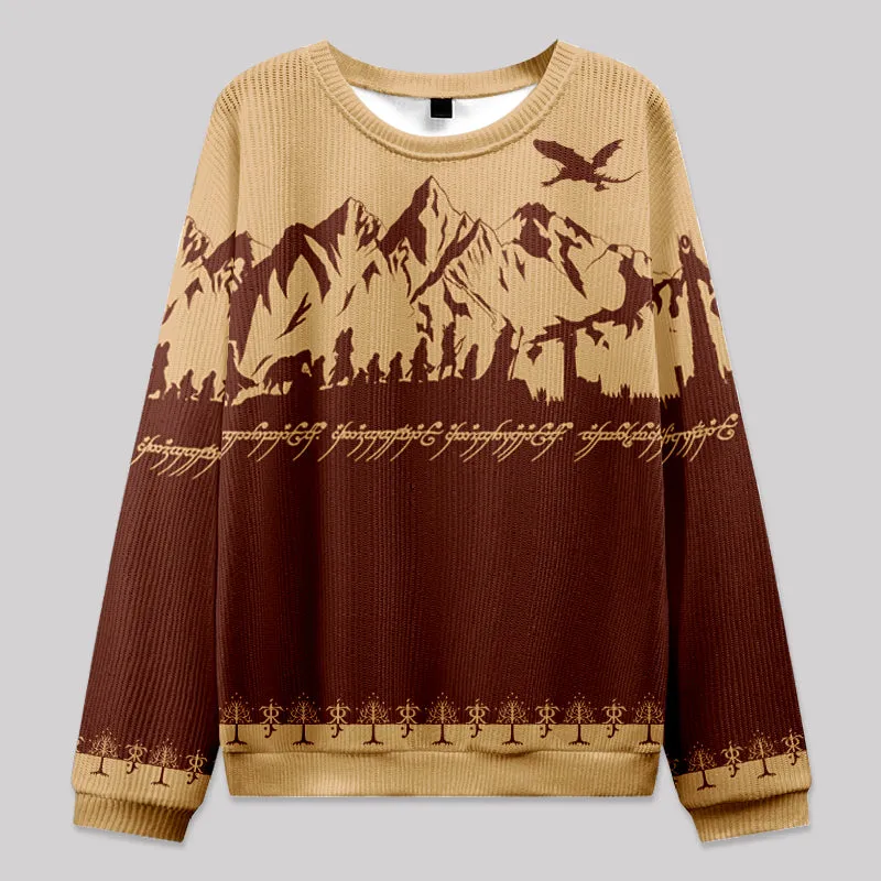 Mountains Brown Fuzzy Fleece Sweatshirt