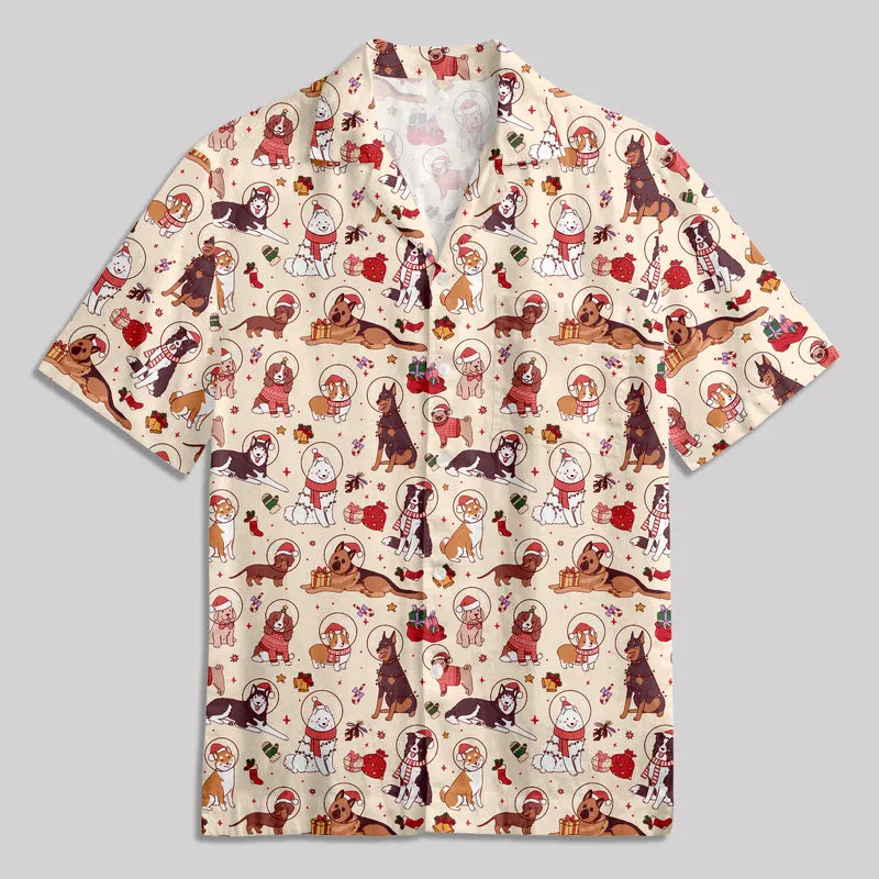 Astronaut Puppy Christmas Button Up Pocket Shirt - Image 4