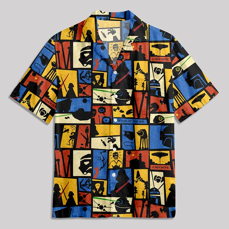 Sci-fi Silhouette Painting Button Up Pocket Shirt - Image 4
